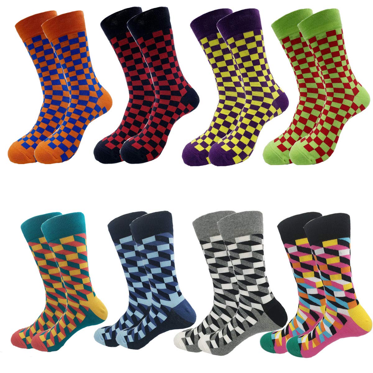 Men's Colorful Funny Novelty Cotton Crew Socks Pack - Funky Art Dress Socks for Casual Wear, Gifts & Costume Parties
