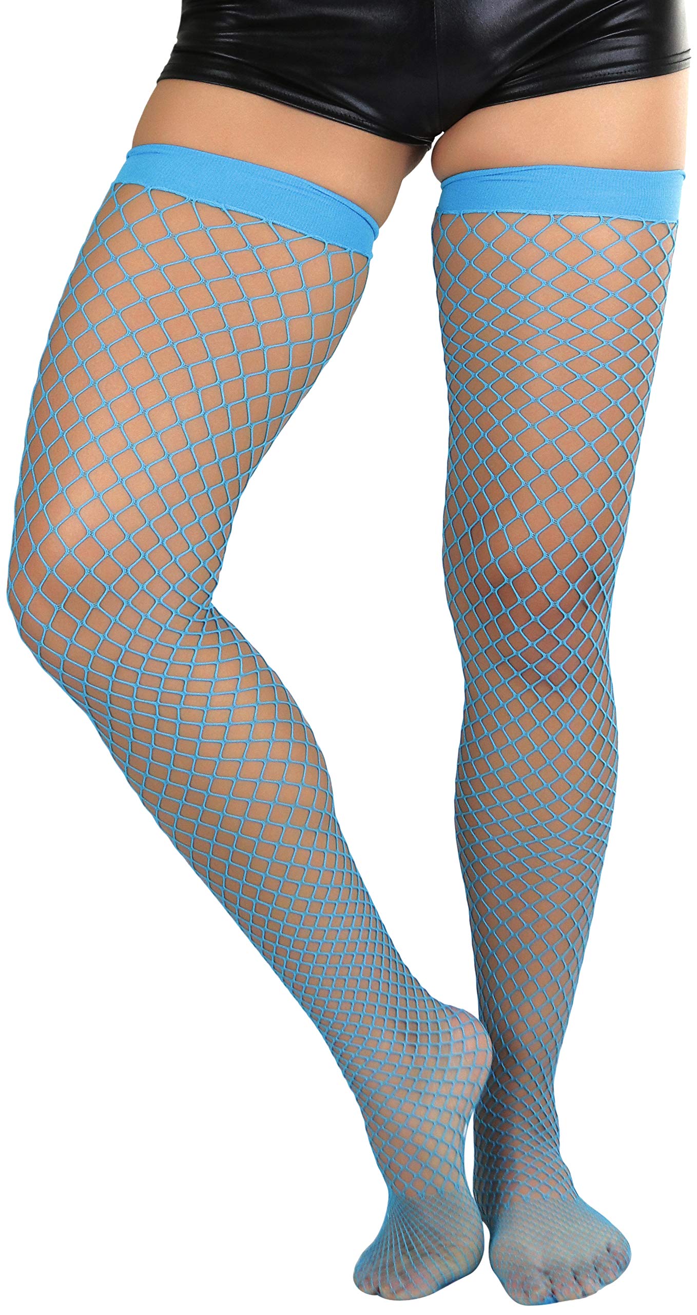 ToBeInStyle Women’s Bright & Vibrant Fishnet Thigh High Stockings - Sexy Sheer Tights for Cosplay, Halloween, Burlesque & Night Out