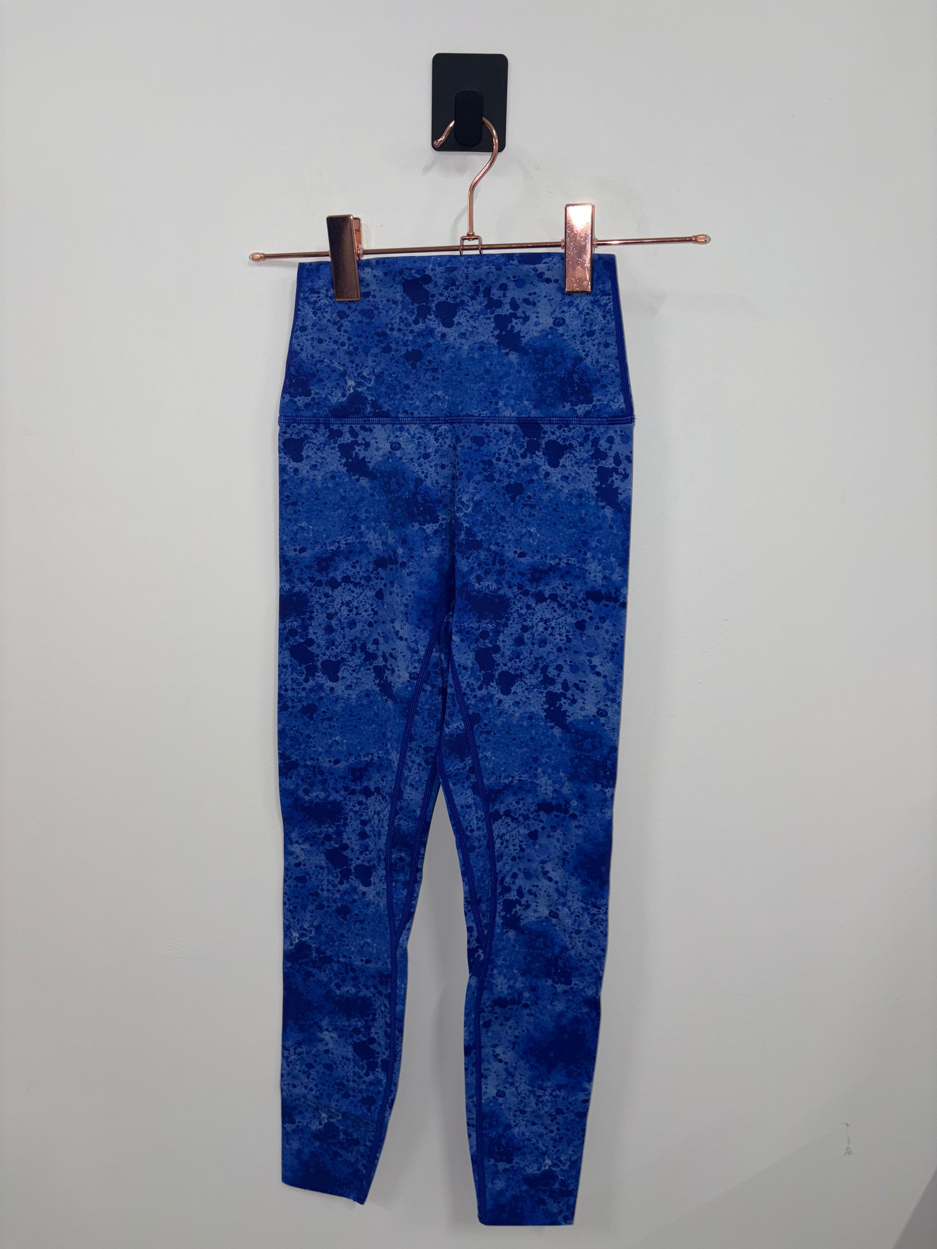 NKD Leggings for Women - Blue Splatter Print High Waist Yoga Pants, Small Size | Perfect for Gym, Running, Workout & Casual Wear