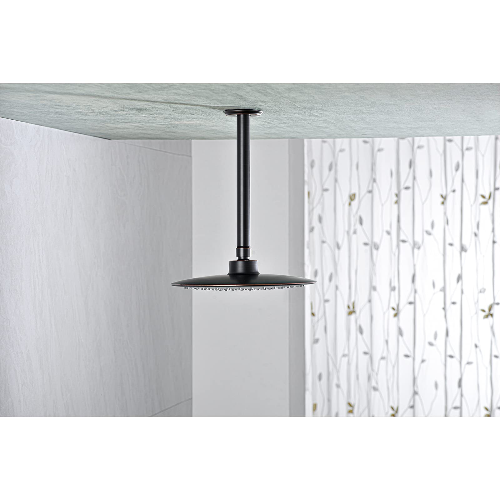 8 Inch Oil Rubbed Bronze Ceiling Mount Shower Arm with Flange - Heavy Duty Rain Shower Head Extension Pipe for Bathroom, Spa & Luxury Hotel Renovation