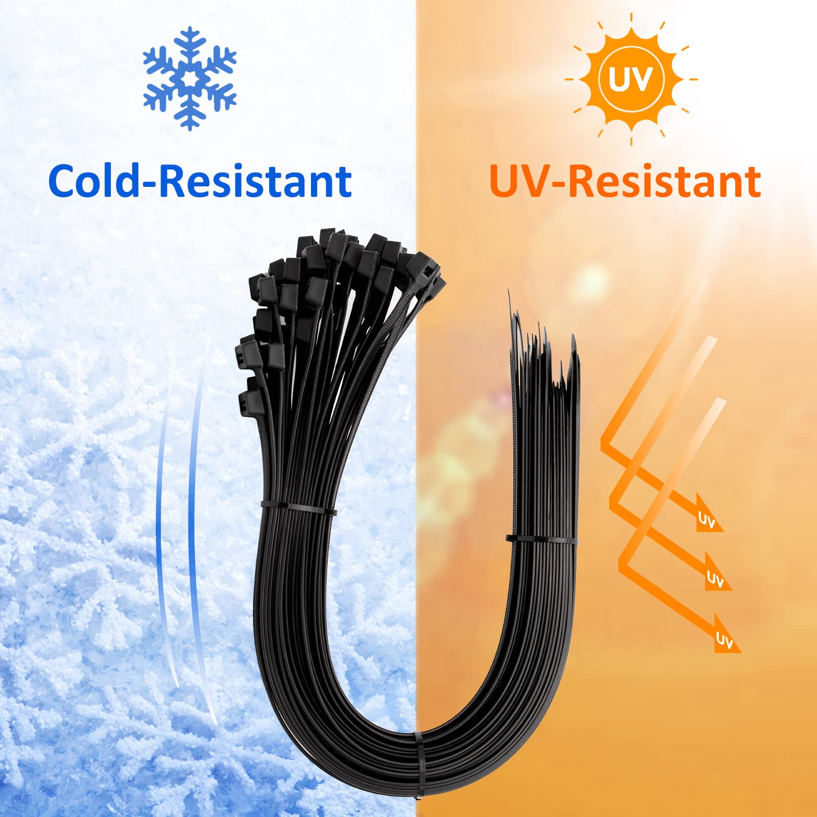 ANOSON Heavy Duty Large Zip Ties 18 Inch (Actual 20 Inch) - 50 Pack Black Big Cable Ties with 250 lb Tensile Strength - Perfect for Home Organization, Cable Management, and Industrial Use