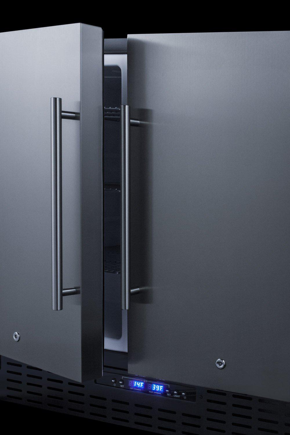SUMMIT 36 Inch Built-In Side by Side Refrigerator Freezer with Stainless Steel Finish (Model FFRF36) - Perfect for Modern Kitchens, Restaurants, and Commercial Spaces