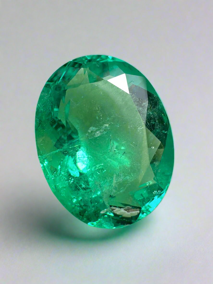 8.40 Carat 15x12mm Muzo Yellowish Green Natural Loose Colombian Emerald Oval Cut Gemstone for Jewelry Making & Engagement Rings