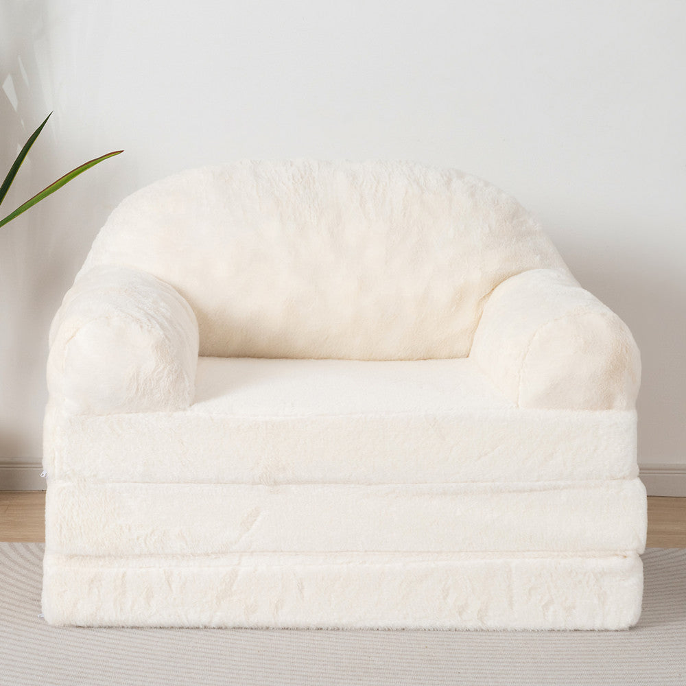 MAXYOYO Convertible Bean Bag Chair to Sofa Bed for Adults - Foldable Floor Mattress & Sleeper - Beige - Perfect for Small Spaces, Dorm Rooms & Lounge Areas