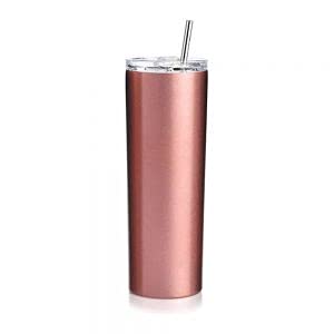 MELDIKISO 25-Pack 20oz Stainless Steel Skinny Tumbler - Double Wall Vacuum Insulated Water Bottle with Leak-Proof Lid & Straw - Perfect for Travel, Gym, Office & Outdoor Activities