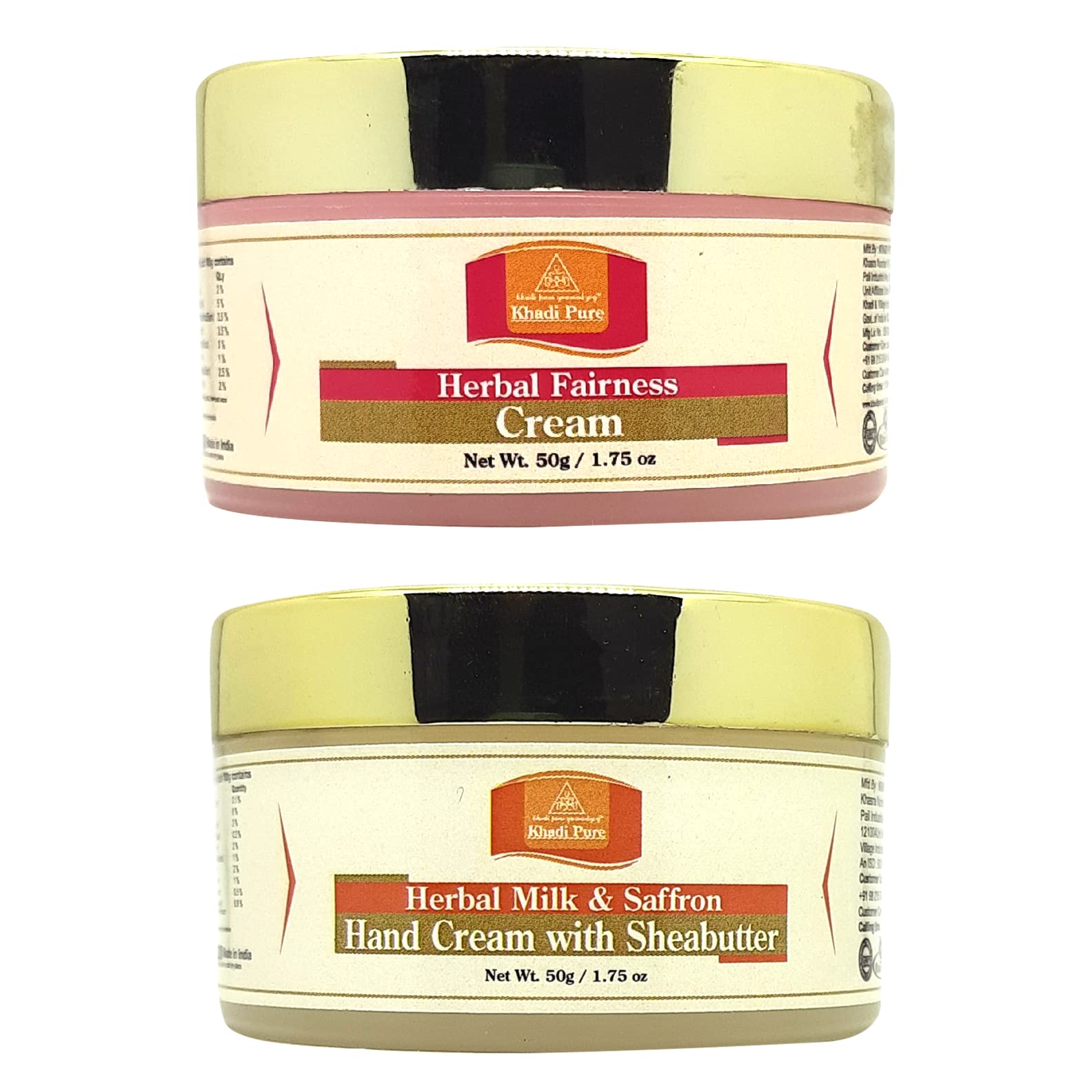 Khadi Pure Fairness Cream & Milk Saffron Herbal Hand Cream - 50g (Pack of 2) | Natural Skin Brightening & Moisturizing Treatment for Dry Hands | Perfect for Daily Skincare Routine & Gift Sets