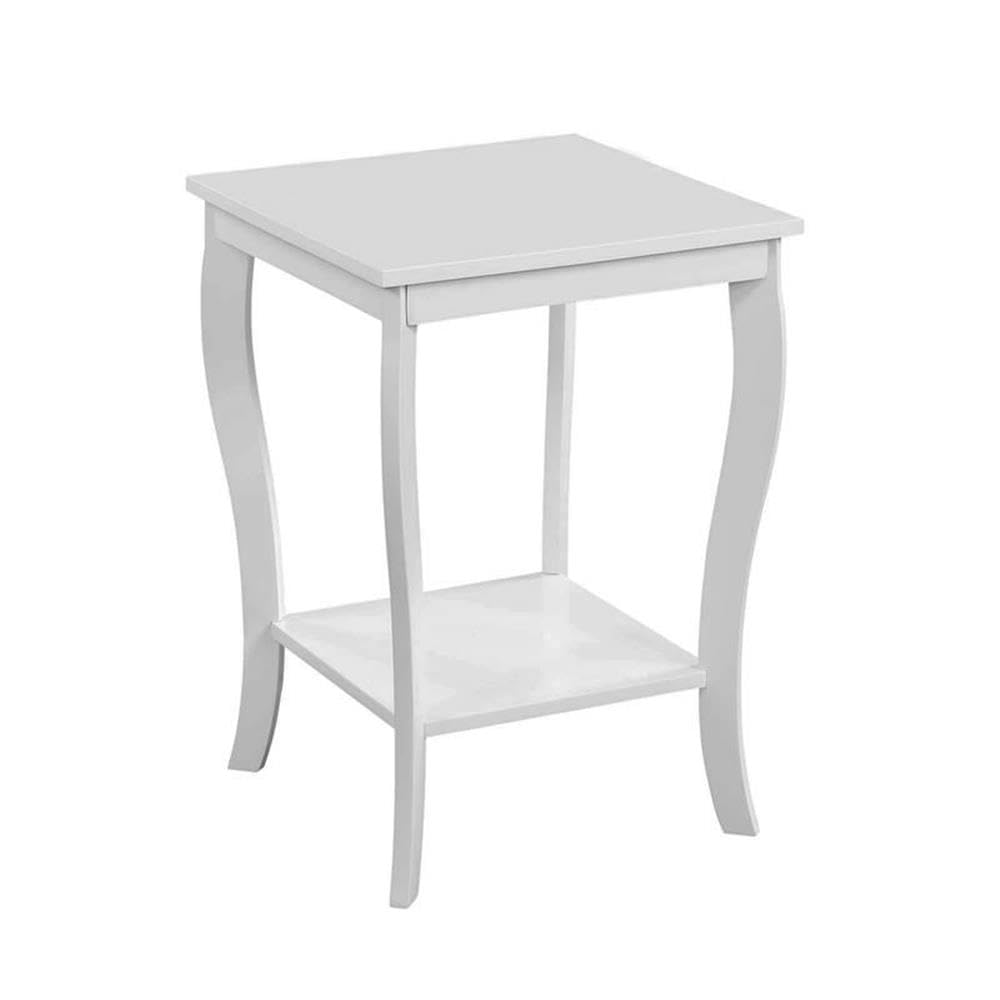 White Wood Finish Square End Table Set of 2 - Modern Side Table for Living Room, Bedroom, or Office - Home Square Furniture