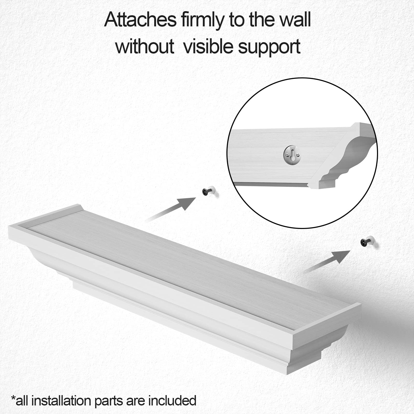 Alsonerbay Floating Shelves - Set of 2 White Rustic Wall Shelves (17 Inch) for Bedroom, Living Room, Bathroom - Perfect for Displaying Decor, Books, and Plants