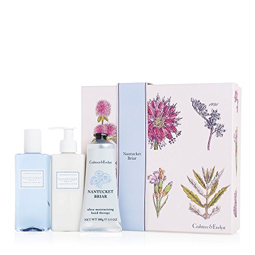 Crabtree & Evelyn Nantucket Briar Luxury Bath & Body Essentials Set - Moisturizing Hand Cream, Body Lotion & Shower Gel - Perfect for Gifts & Self-Care Rituals