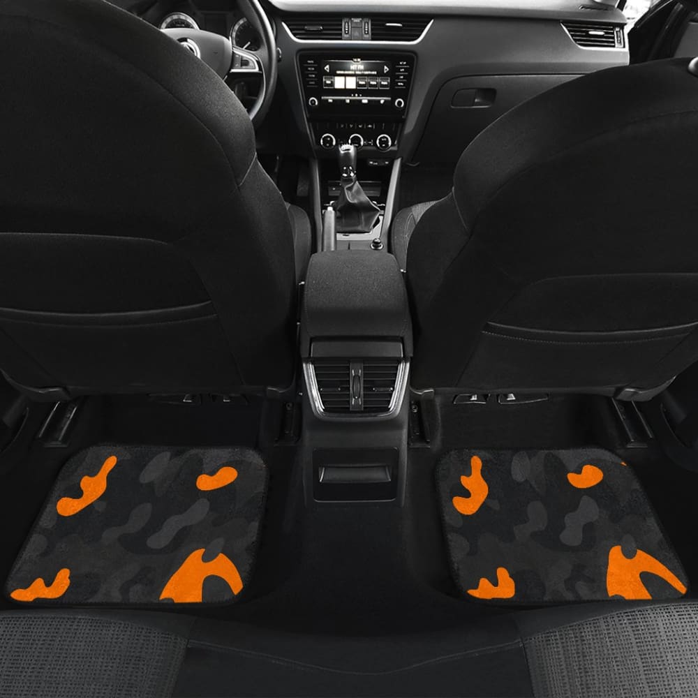 Premium Black & Orange Camouflage Car Floor Mats - All-Weather Protection for Trucks, SUVs & Sedans - Perfect for Off-Road Adventures & Daily Commutes