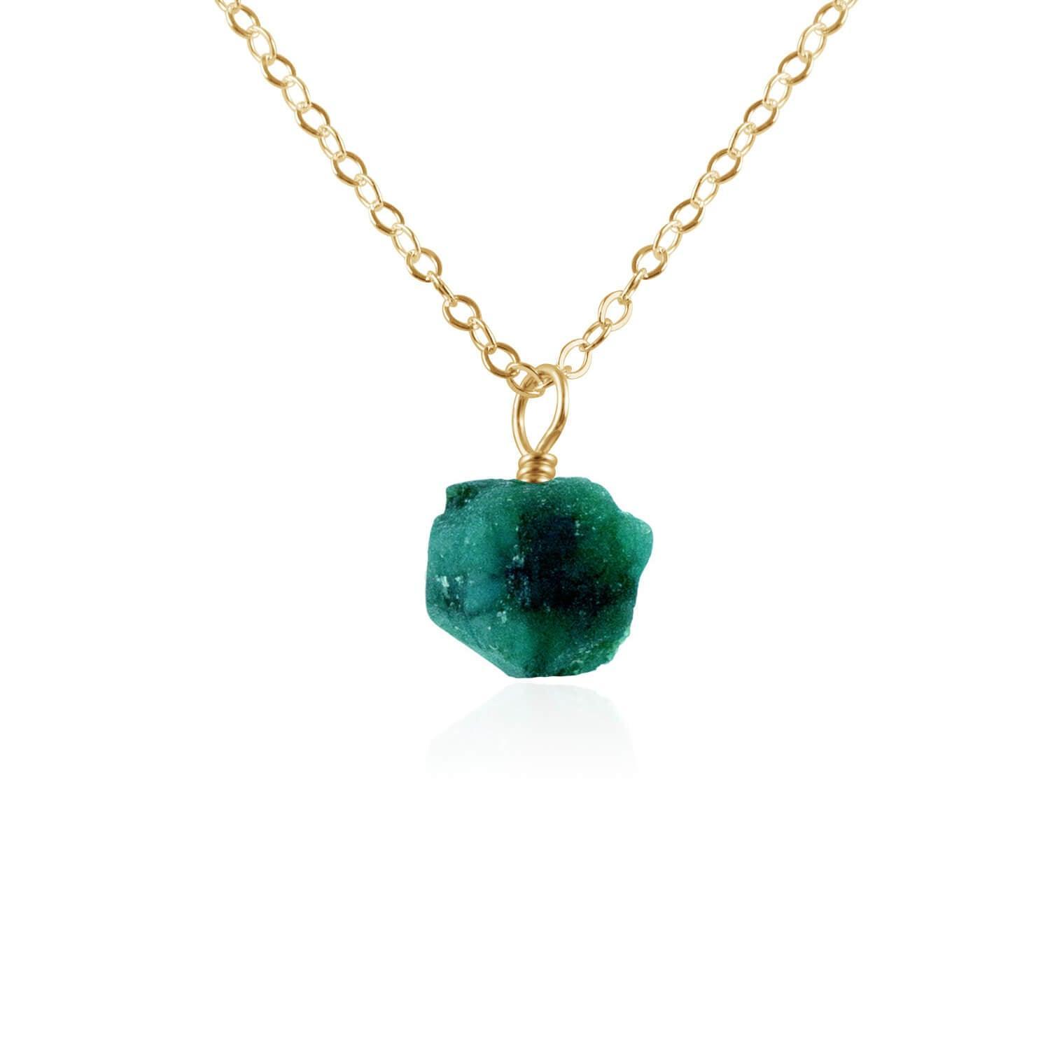 Natural Raw Emerald Pendant Necklace - Handmade Sterling Silver Jewelry for Women - Perfect for Boho, Hippie & Nature Lover Gifts