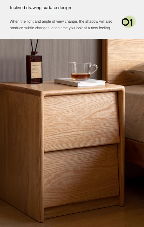 Solid Oak and Ash Wood Nightstand - Sturdy Bedside Table for Bedroom, Living Room, or Guest Room - Perfect for Storage and Decor