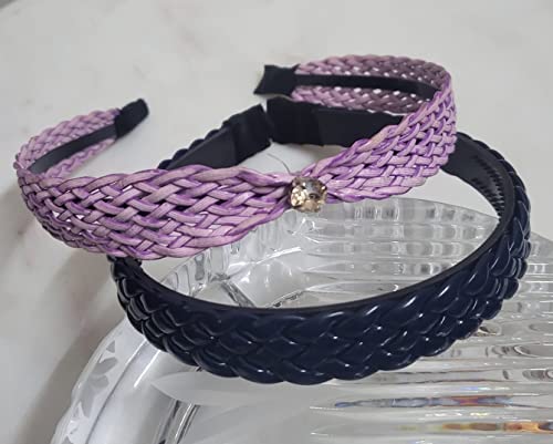 Navy Braided & Lilac Cane