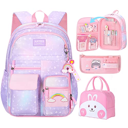 3 Pcs-set Purple Kawaii Backpack
