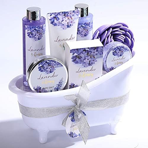 Lavender Bath Gift Set for Women - 8 Piece Spa Set with Shower Gel & Bubble Bath | Relaxing Self Care, Birthday, Valentine's Day Gifts for Her | Perfect for Stress Relief & Home Spa Nights