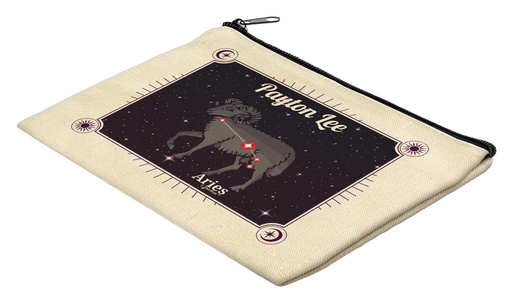 Personalized Aries Cosmetic Bags - Zodiac Gift for Men - Travel & Gym Use