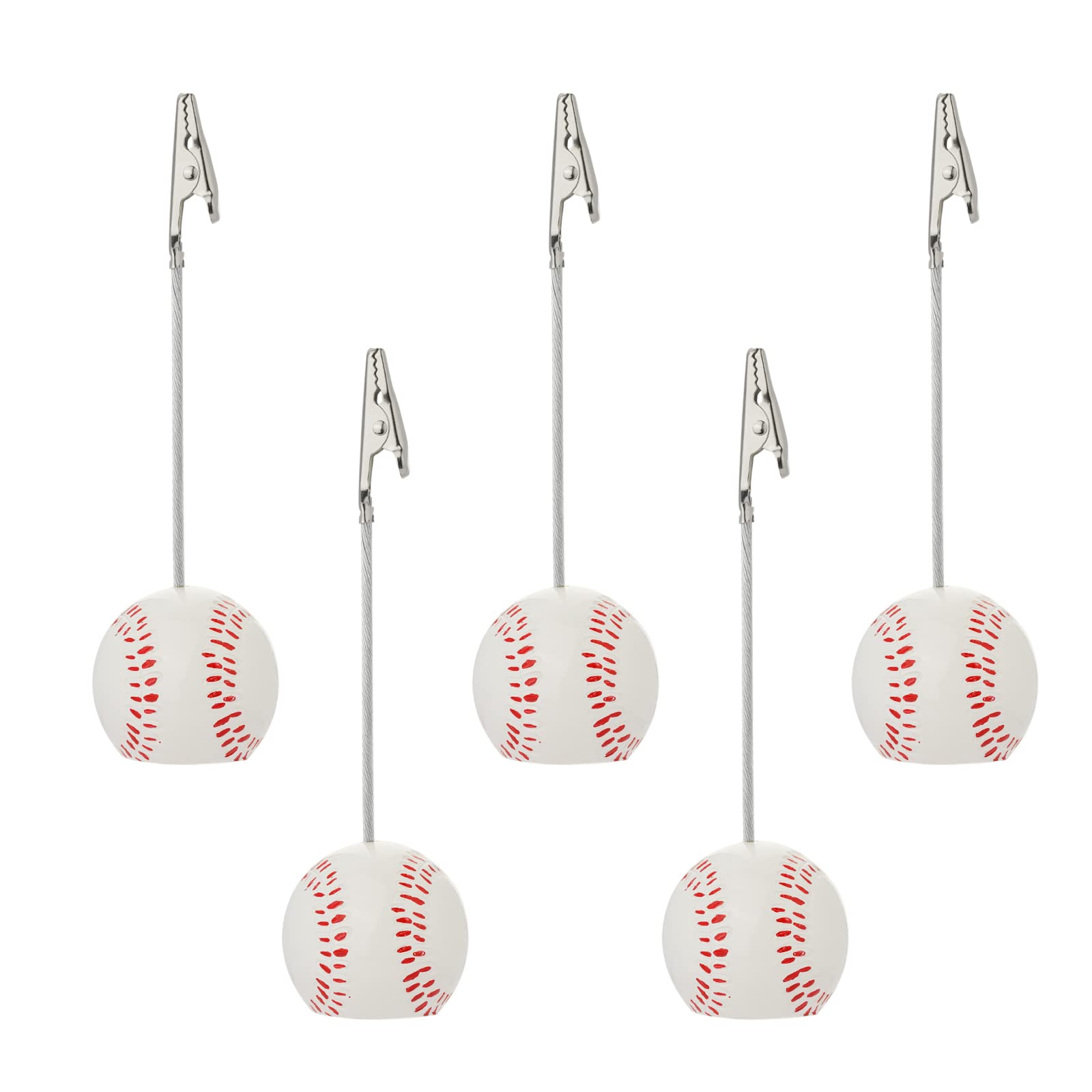 RONRONS 5-Pack Resin Baseball Memo Clip Holder Stand - Alligator Clip Note Paper & Photo Display for Office Desk, Bulletin Board, Craft Room, and Home Decor