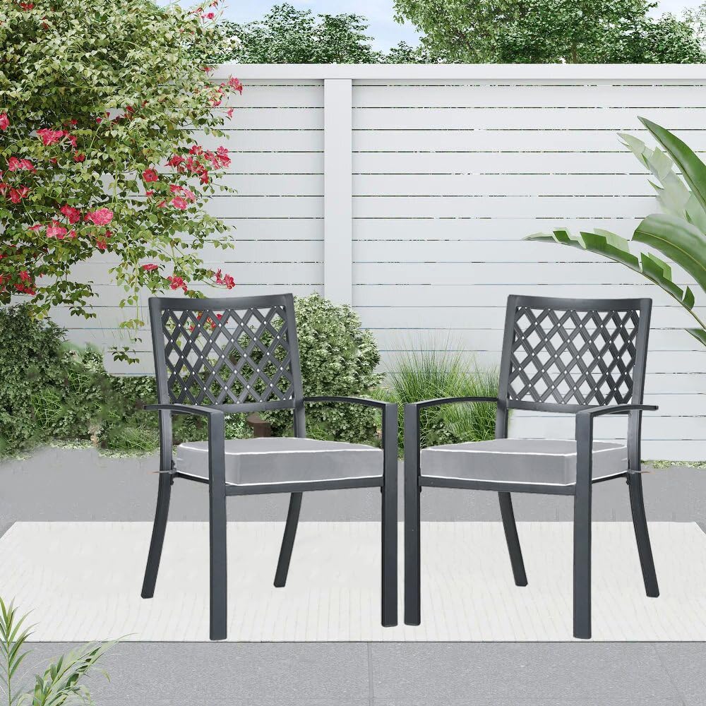 Premium 19x19 Inch Water-Resistant Patio Chair Cushions Set of 2 - Square Outdoor Seat Cushions for Garden, Deck & Poolside Furniture - Durable & Comfortable Backyard Lounge Accessories