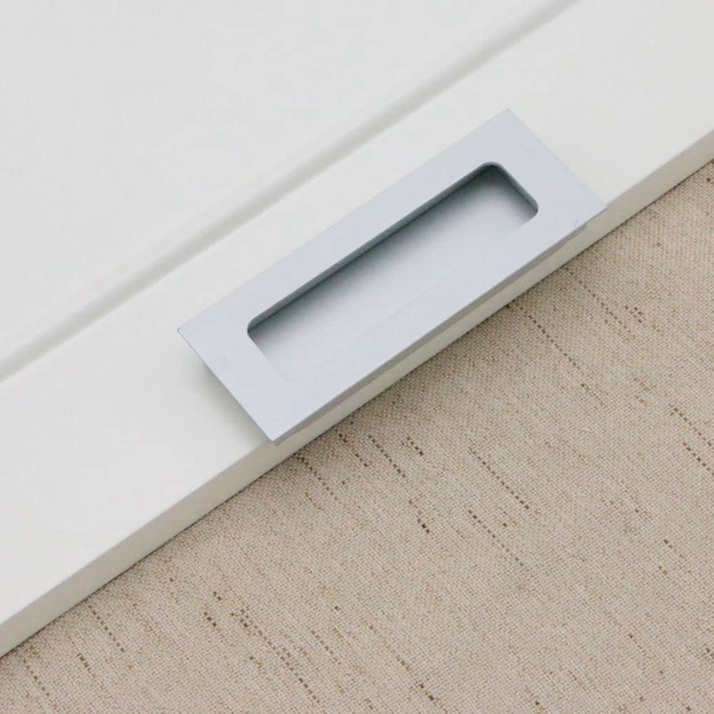 Brushed Aluminum Flush Pulls for Sliding Barn & Closet Doors - 64mm Silver