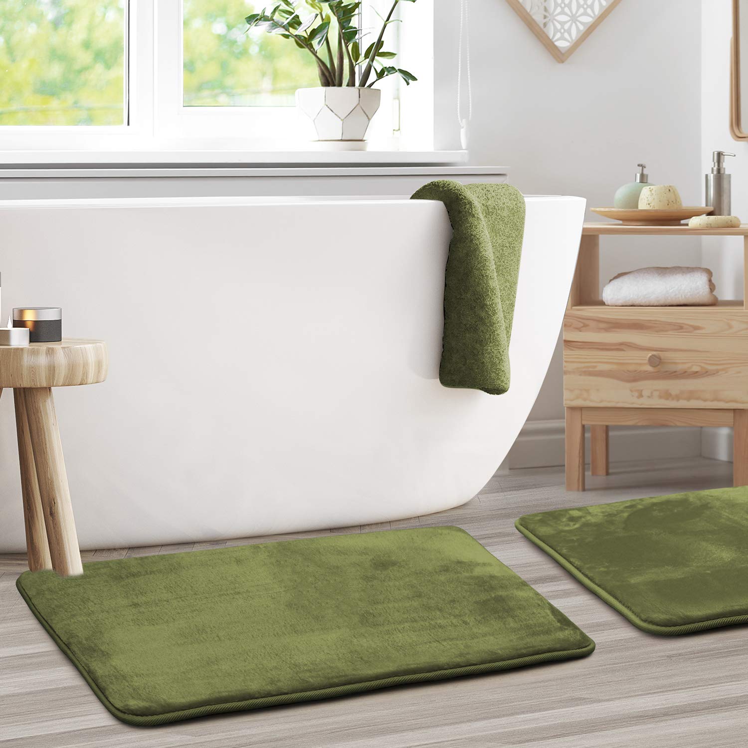 Clara Clark Memory Foam Bath Mat Set of 2 - Ultra Soft Non-Slip Bathroom Rug, Super Absorbent & Fast Drying, Machine Washable (20