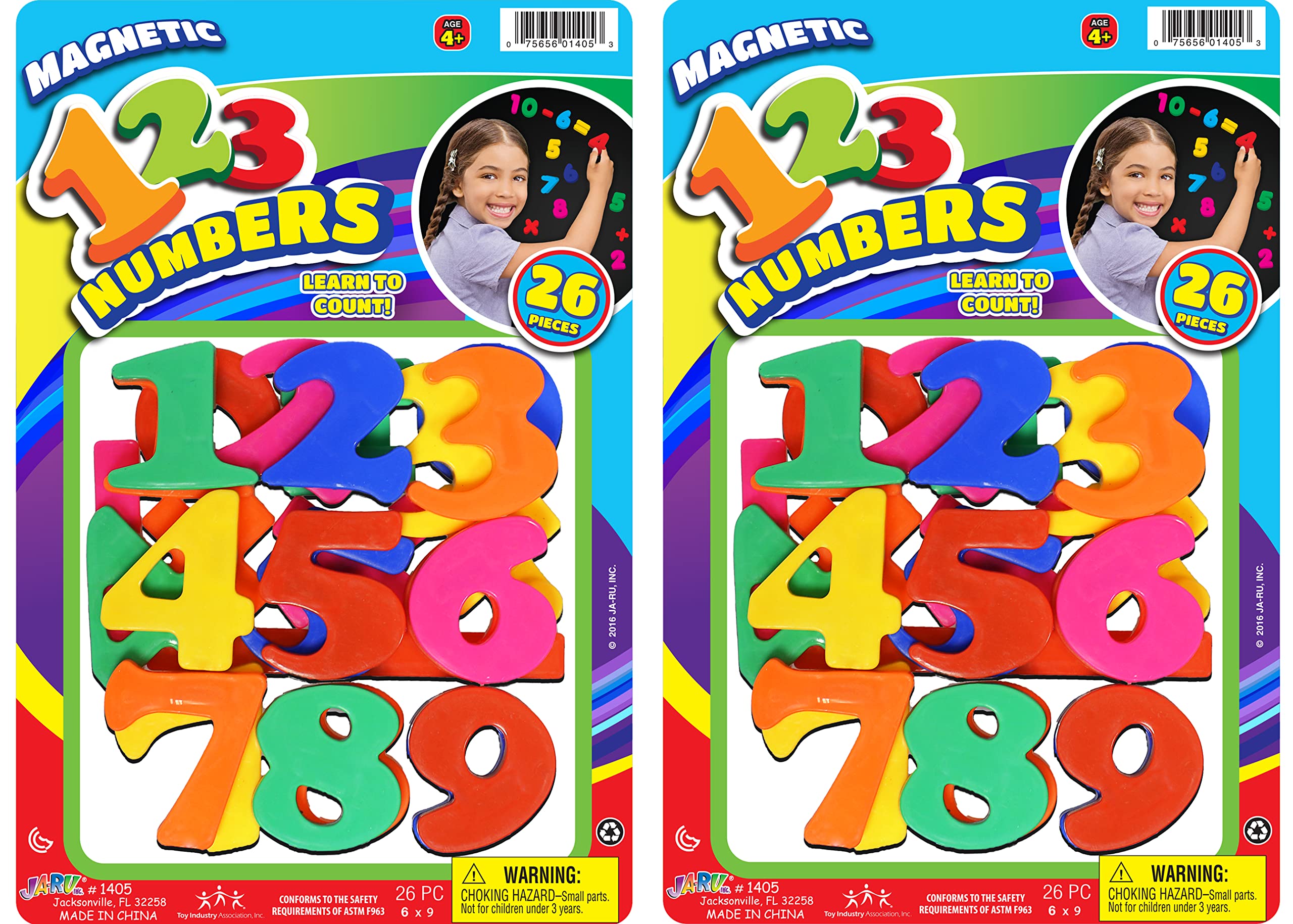 JA-RU Magnetic Numbers Toy - 52 Magnets for Kids, Refrigerator & Whiteboard - Math Learning Toys for Preschool & Classroom Use