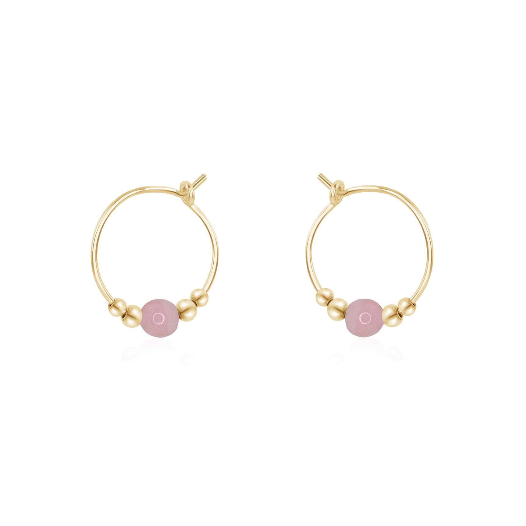 Tiny Pink Peruvian Opal Bead Hoop Earrings - Dainty Handmade Jewelry for Women | Perfect for Everyday Wear, Gifts & Boho Fashion