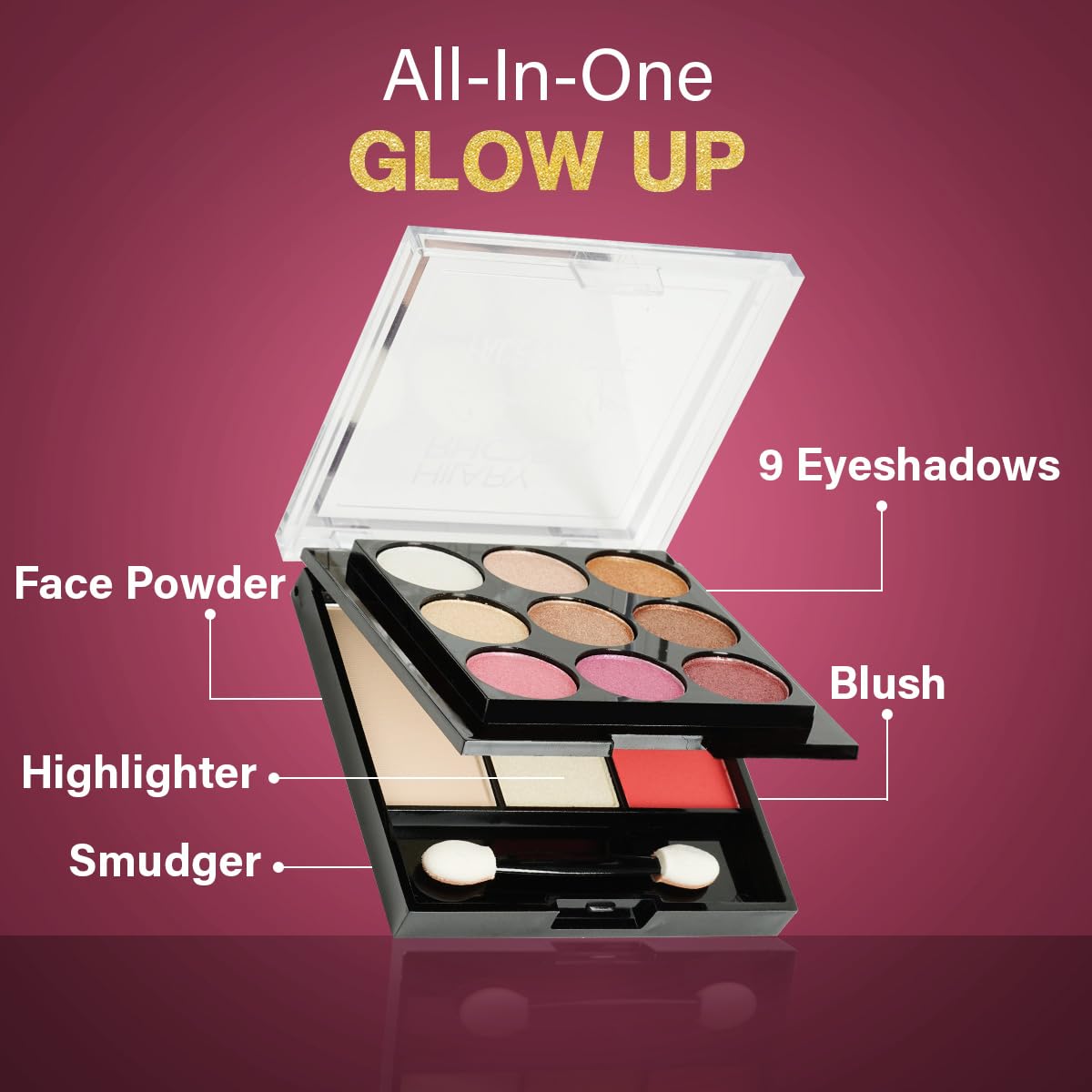 Hilary Rhoda Glow Up Face Palette - Blush, Highlighter, Powder & Eyeshadows | Highly Pigmented Makeup Palette | 4 Shades Available | 20.6g (Shade 03) | Perfect for Contouring, Highlighting & Everyday Glam Makeup Looks