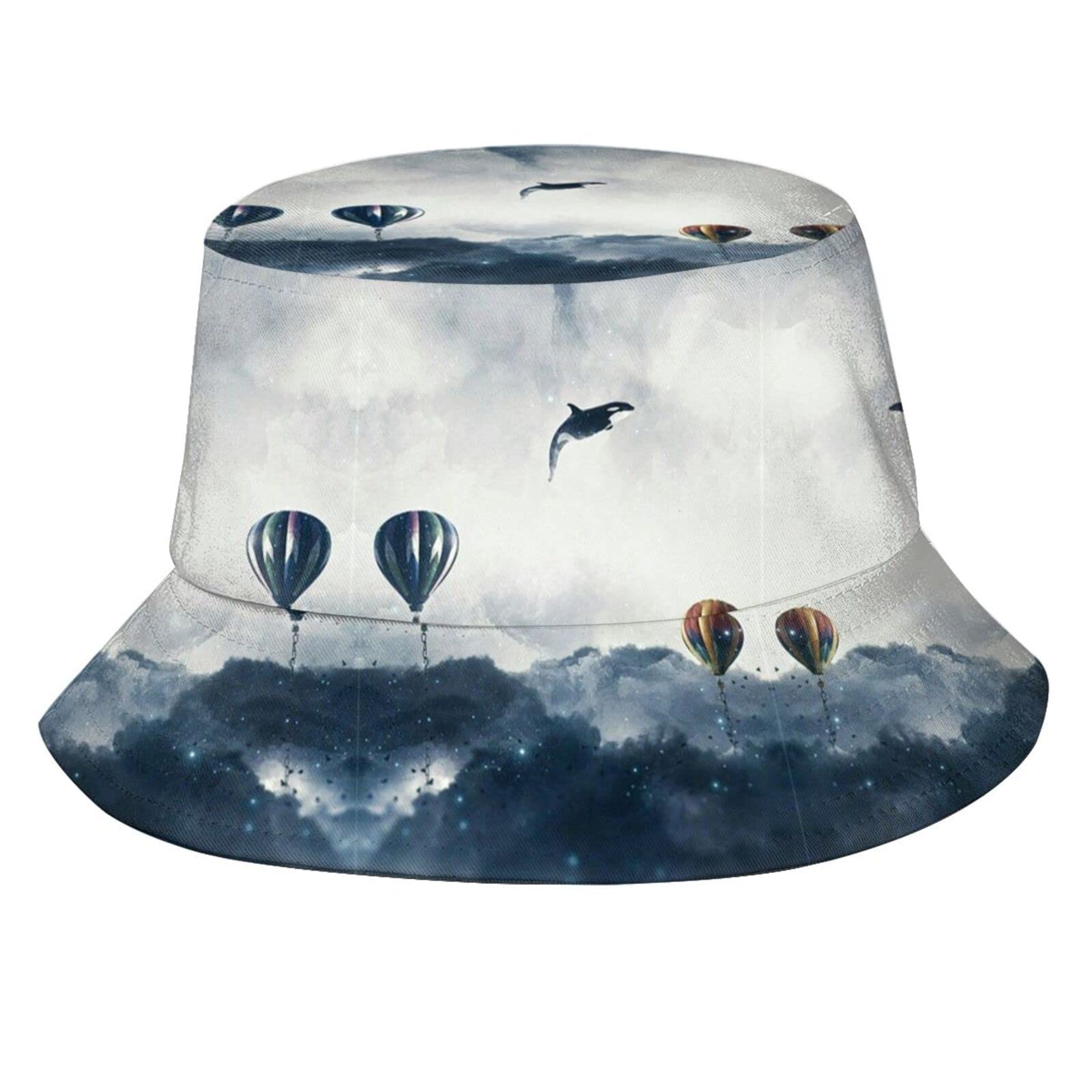 Balloon Bucket Hat - Cute Hot Air Balloon Print Wide Brim Fisherman Cap for Women & Men - Perfect for Beach, Travel, Outdoor Adventures & Summer Sun Protection