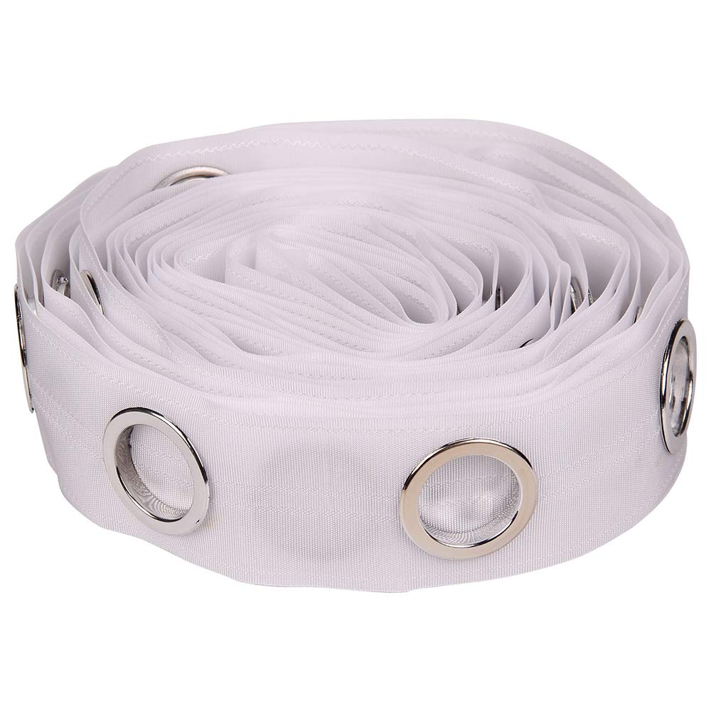 20 Meters White Curtain Header Tape with 5 Silver Rings Per Meter - Even Spacing Curtain Accessory for Drapes & Sheers - Perfect for Living Room, Bedroom & Window Decor