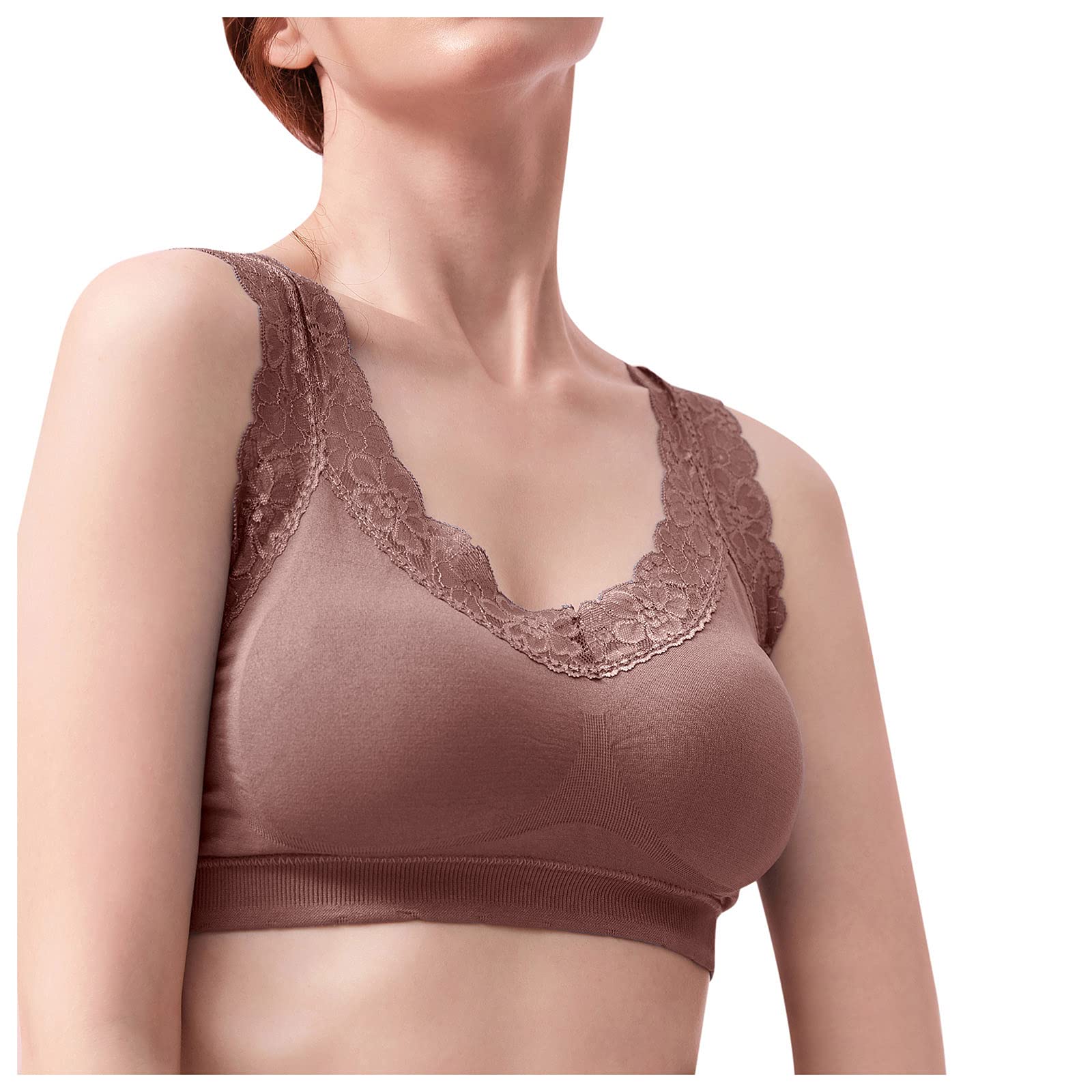 Women's Seamless Sports Bras - Comfortable V-Neck Cami Sleep Bra for Yoga, Running & Everyday Wear