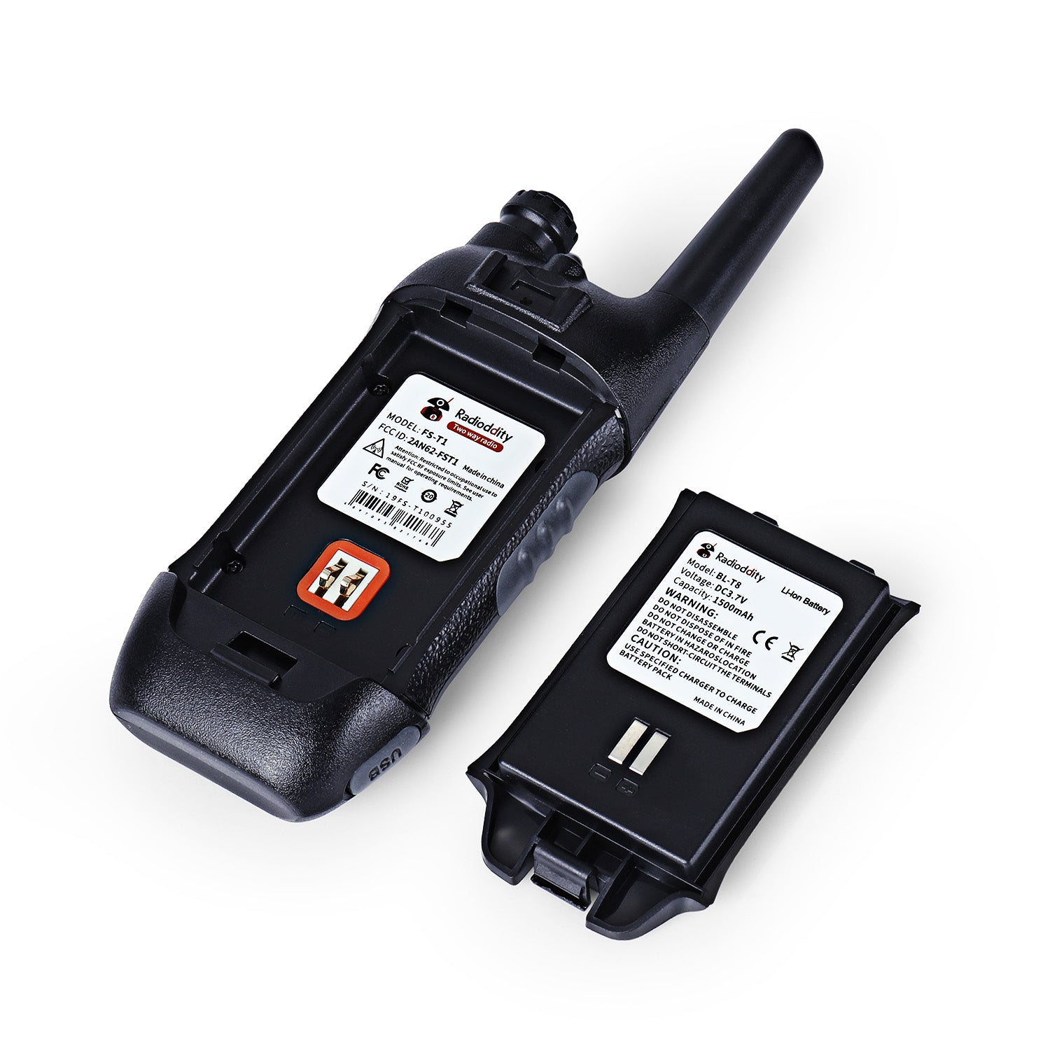 Radioddity FS T1 PR T1 Walkie Talkie 2-Way Radio [1 Pair] - NOAA Weather Alert, License-Free, USB Rechargeable for Outdoor Adventures, Hiking, and Emergency Preparedness