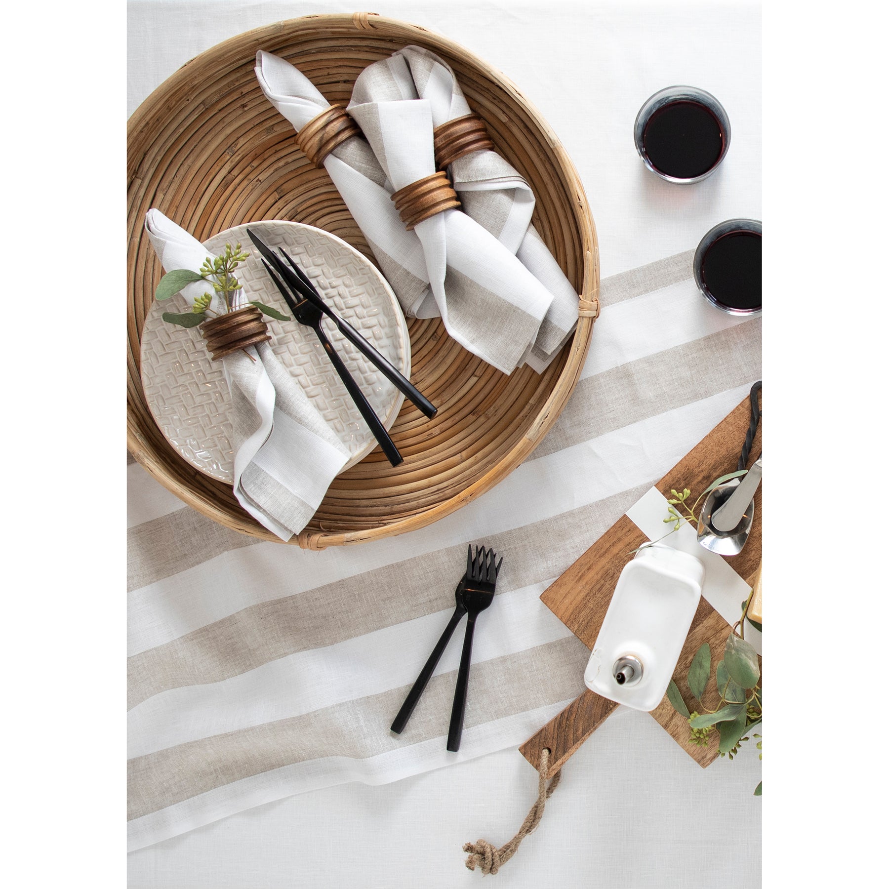 Premium Cabana Stripe Cotton Napkins Set of 12 - Soft & Absorbent for Beach Parties, Picnics & Outdoor Dining - Blue & White Striped Decorative Table Linens