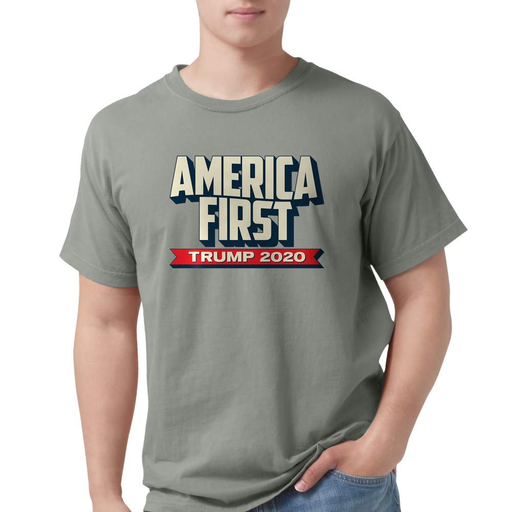 Trump 2020 America First Men's Comfort Colors T-Shirt - Patriotic Political Graphic Tee for Campaign Support & Conservative Events