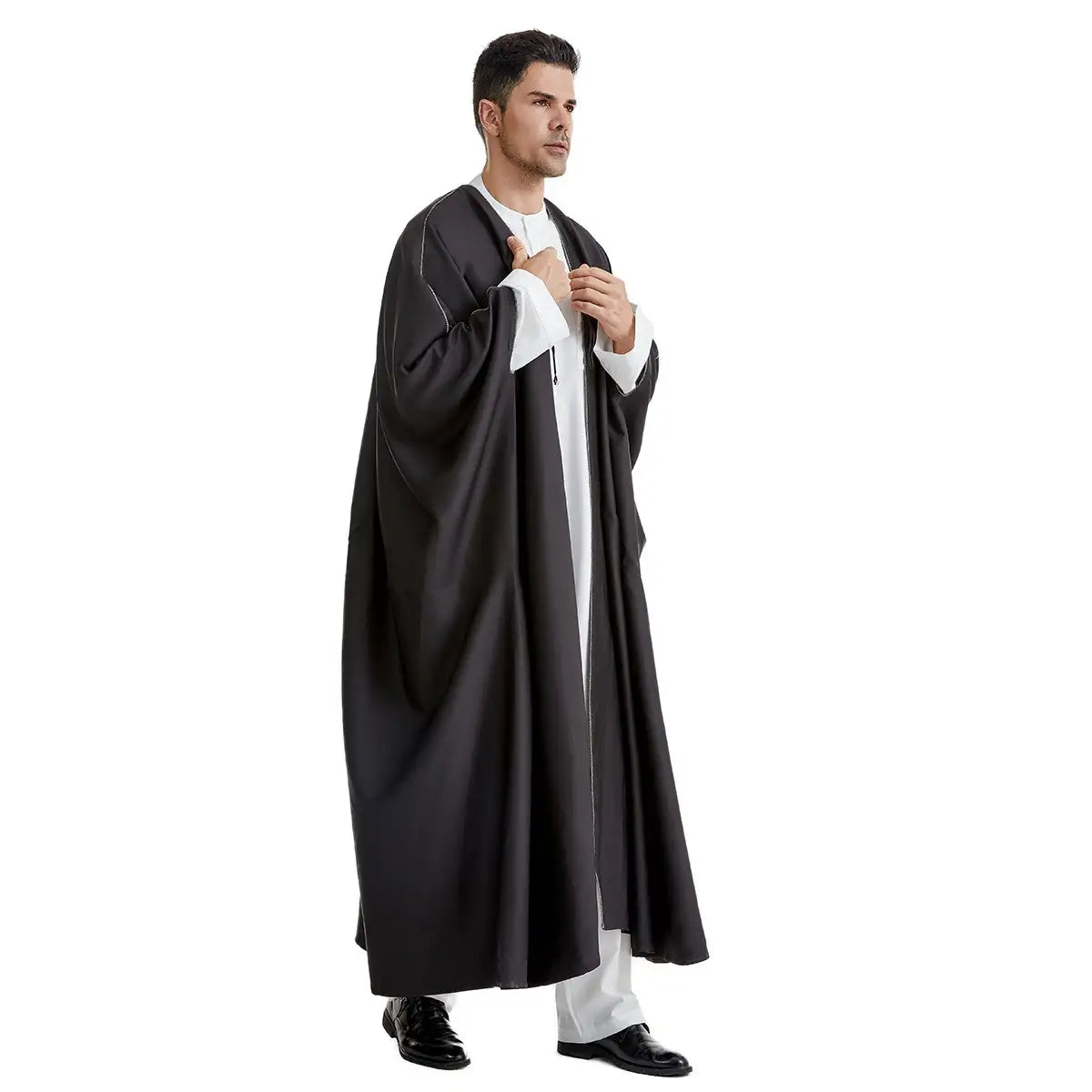 Premium Saudi Men's Bisht - Thick Fabric Abaya in Black, Beige, Coffee & Tan | Traditional Arabic Robe for Weddings, Eid & Special Occasions
