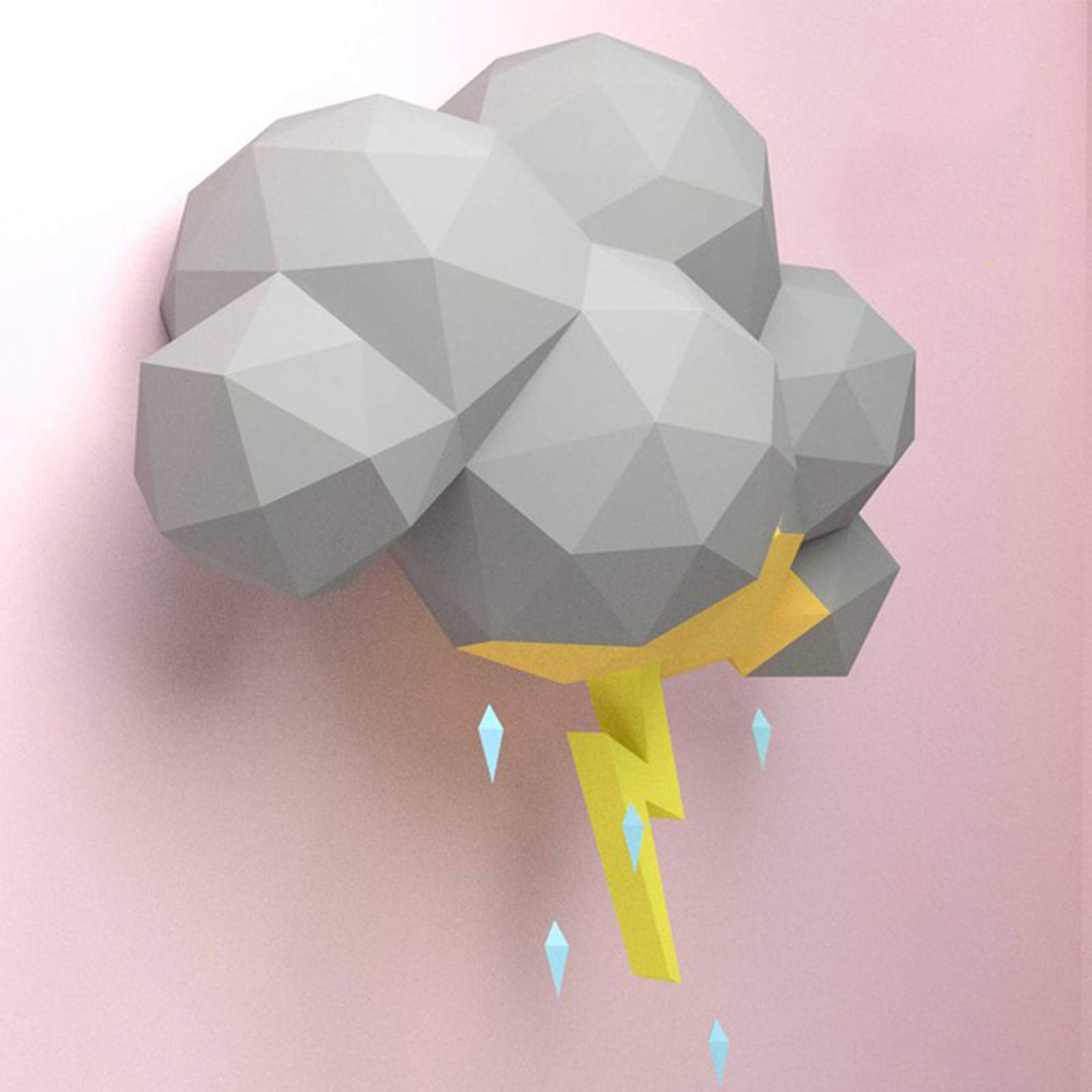 3D Geometric Lightning & Clouds Paper Sculpture Wall Art - DIY Origami Puzzle Craft Kit for Home & Office Decor | Unique Handmade Paper Model for Gifts & Creative Projects