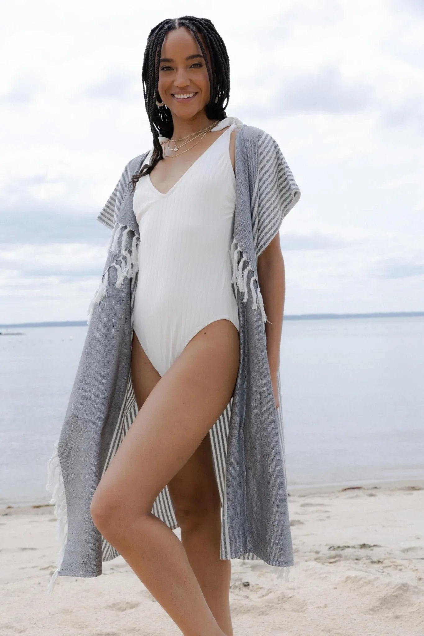 Turkish Towel Cover Up Kimono - Lightweight Beach Wrap, Boho Chic Shawl for Women - Perfect for Poolside, Vacation, and Summer Outfits