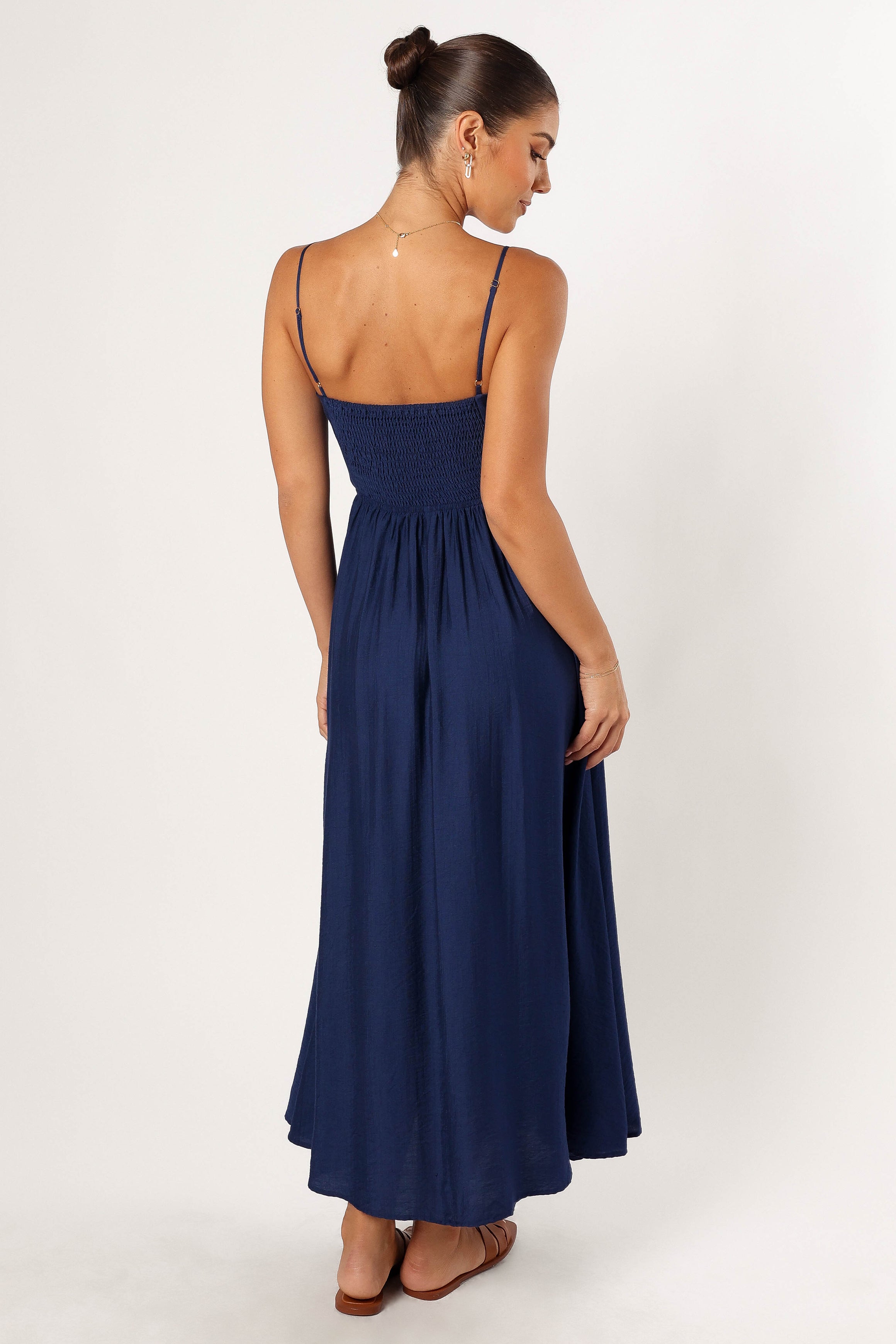 Kelani Luxi Midi Dress for Women - Navy Blue Flowy Summer Dress with Pockets | Casual & Wedding Guest Outfit