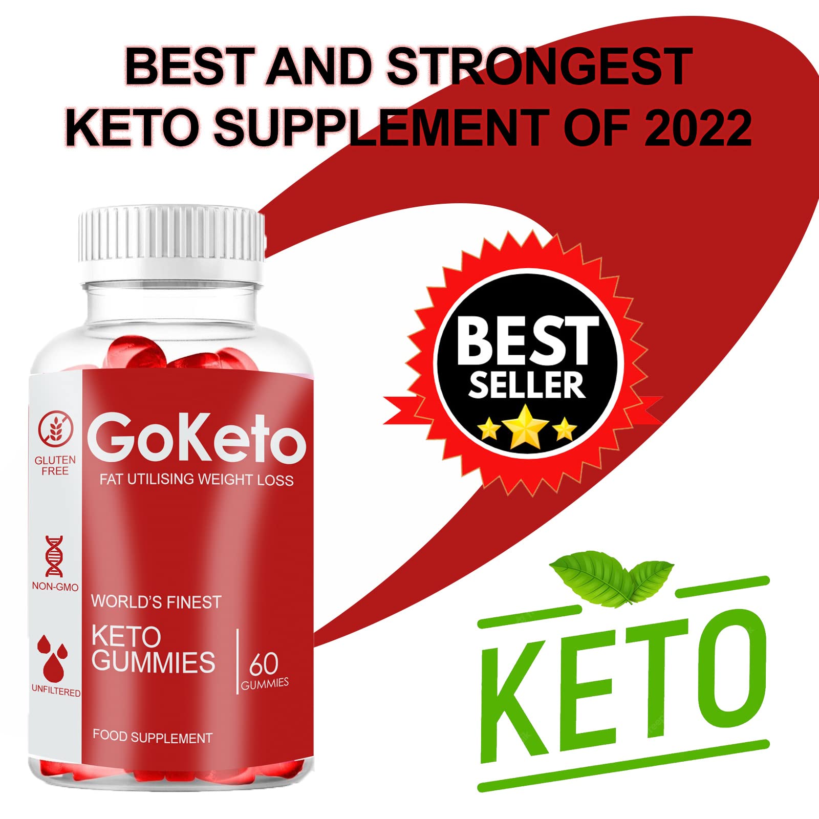 GO KETO Gummies for Weight Loss - Natural Ketogenic Supplement with BHB (60 Count) - Supports Healthy Metabolism & Fat Burning - Perfect for Keto Diet, Low Carb Lifestyle & On-the-Go Wellness