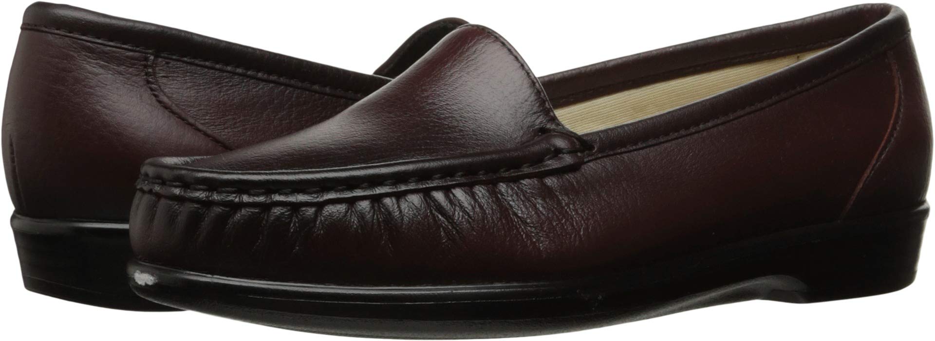 SAS Women's Simplify Moccasin Loafers - Ultra Soft Leather Lining Slip-On Shoes with Shock Absorbing Footbed | Comfortable Casual & Work Flats for Walking, Office, and Travel