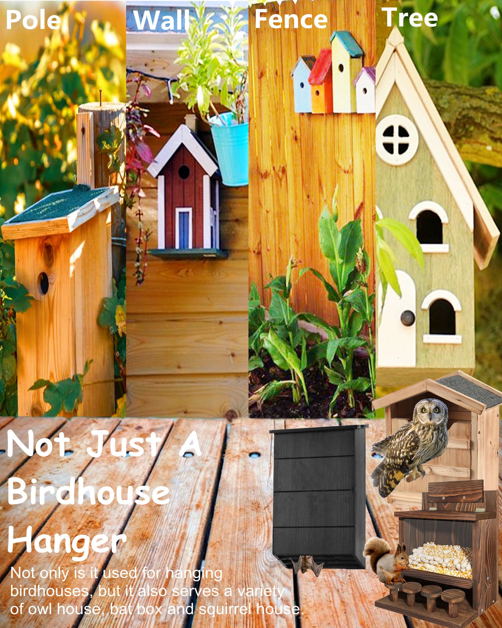 Quick Release Birdhouse Hanger Bracket - 1 Set Metal Outdoor Wall Mount for Owl Box, Squirrel House & Bird Feeders - Durable Tree Hook Hanger for Garden, Patio & Backyard Decor