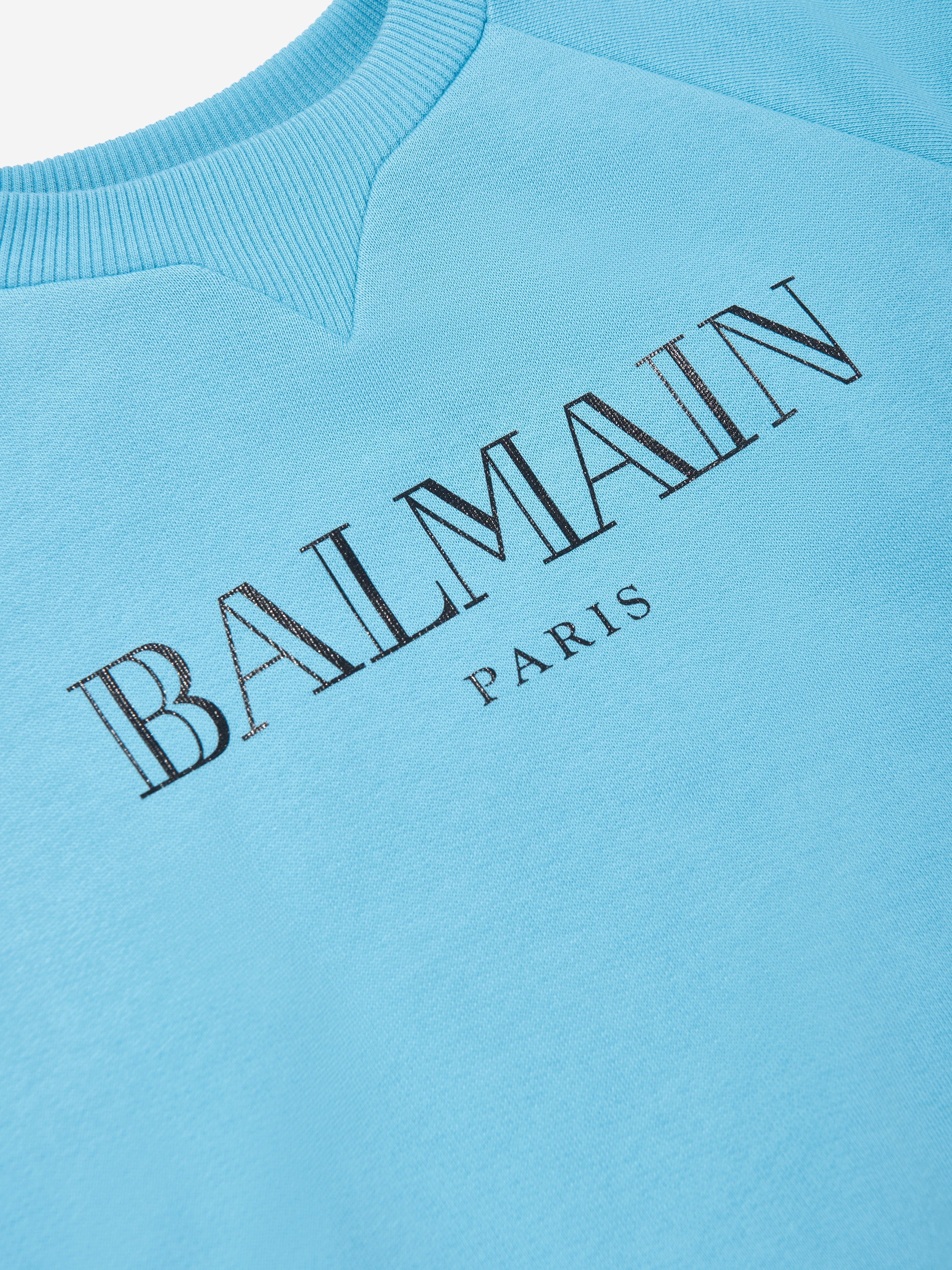 Balmain Kids Logo Sweatshirt - Blue Cotton Pullover Hoodie for Boys & Girls | Casual Wear, School Outfits, Family Photos