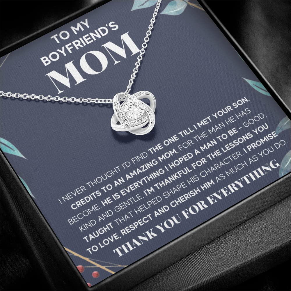 Boyfriend's Mom Necklace - Future Mother-in-Law Jewelry Gift for Christmas & Mother's Day - Engraved Message Card & Gift Box - Thoughtful Present for Boyfriend's Mother (Standard Box, Blue Green) - Perfect for Special Occasions & Showing Appreciation