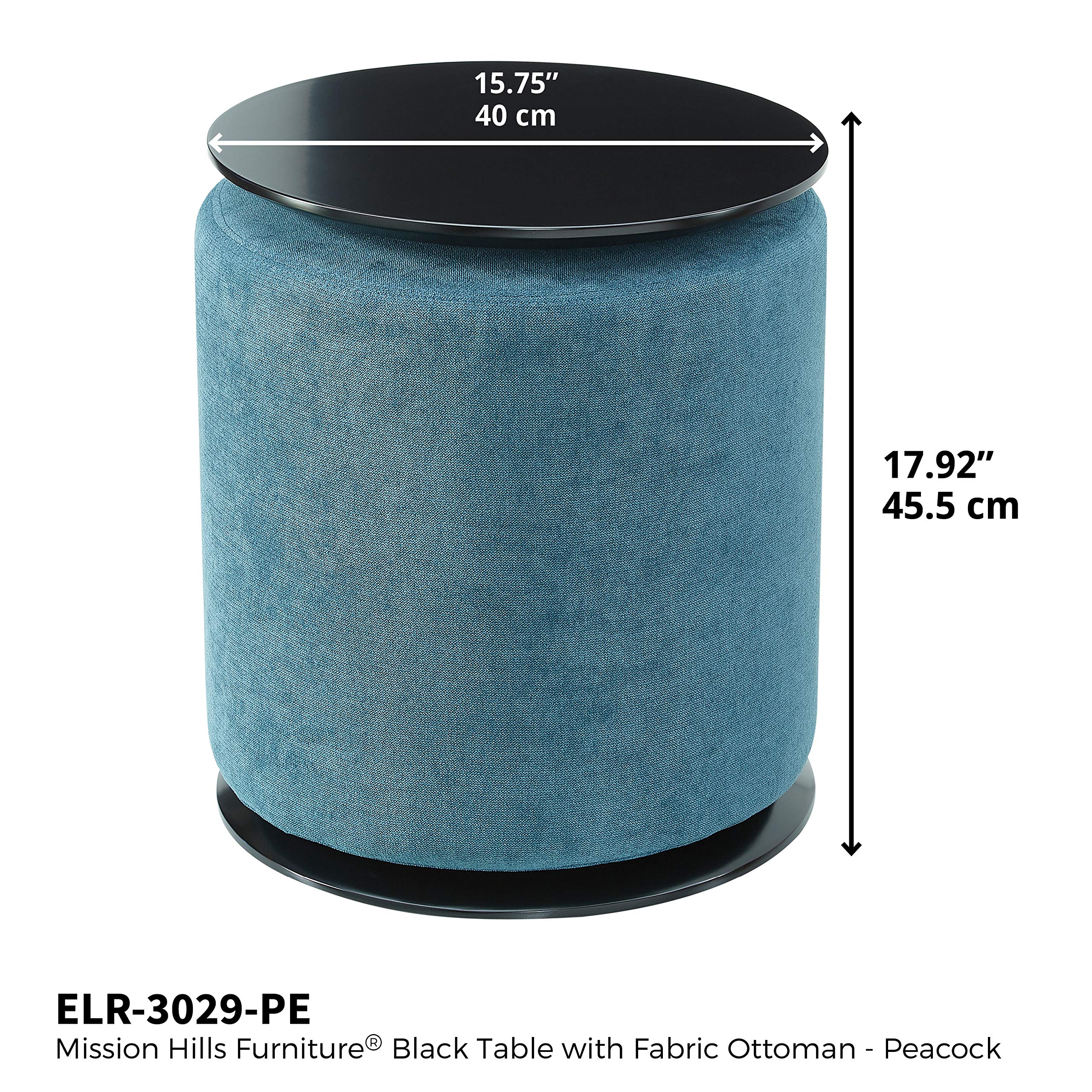 Modern Peacock Blue Accent Table & 18