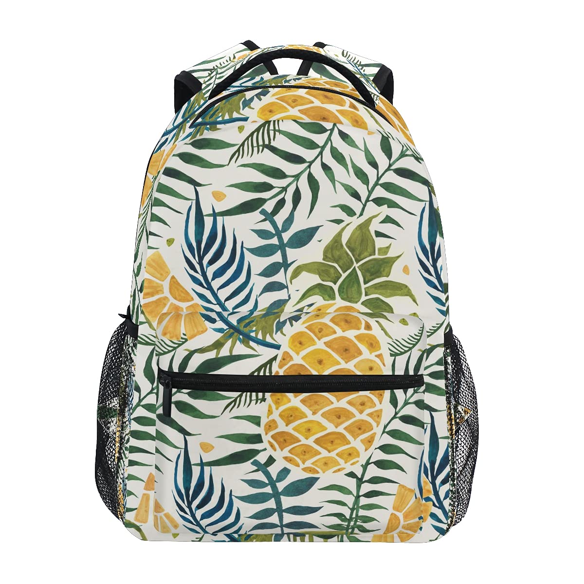 ALAZA Yellow Pineapple Green Leaves Backpack for Girls & Boys - Cute School Bookbag for Elementary Teens, Lightweight Laptop Daypack for Travel, College & Daily Use