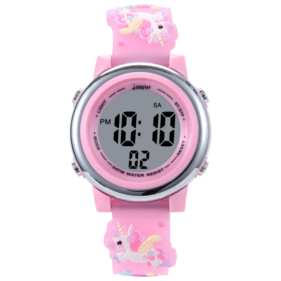 **Kids Digital Sports Watch for Boys & Girls - Waterproof LED Timer with 7-Color Backlight, 3D Cartoon Silicone Band - Perfect for Outdoor Play, Swimming & School Activities**