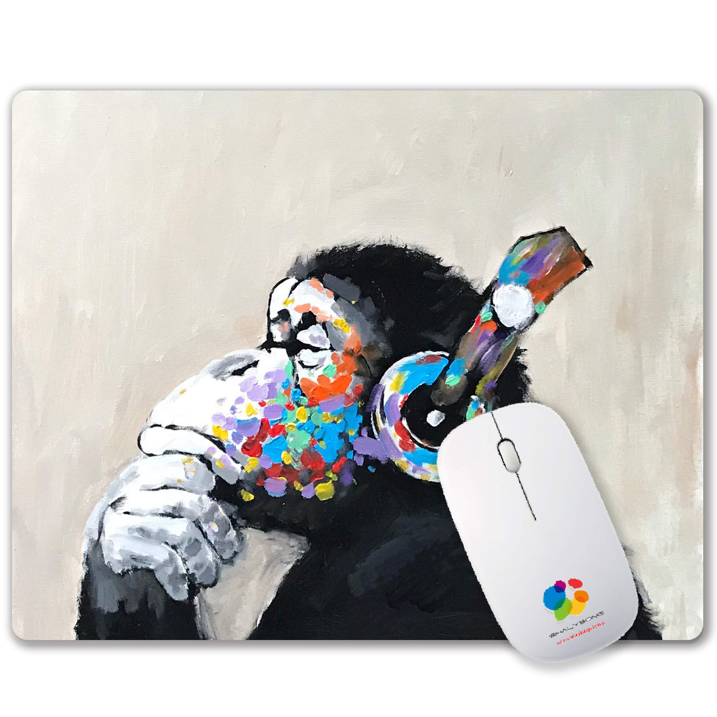 Premium Non-Slip Mouse Pad with Gorilla Oil Painting Graffiti Design - Funny & Durable Desk Accessory for Home & Office Use - Perfect for Gaming, Work & Computer Setup