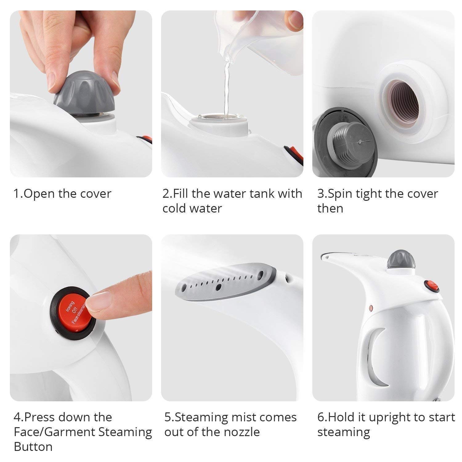 GION Professional Facial Steamer for Deep Skin Cleaning | Handheld Fabric Steam Brush & Garment Steamer for Clothes | Home & Travel Use | Multicolor (1Pcs) - Perfect for Spa Days, Travel Wrinkle Removal, and Quick Clothing Refresh