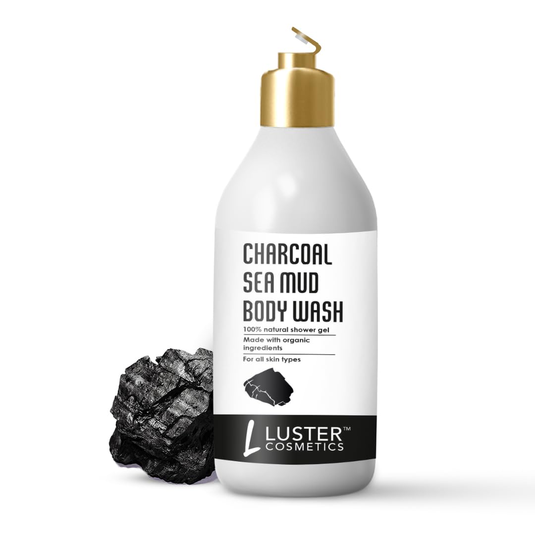 Luster Cosmetics Charcoal Sea Mud Body Wash - Deep Cleansing Shower Gel with Pure Carbon for All Skin Types | Paraben-Free 300ml | Detox & Refresh for Daily Skincare Routine