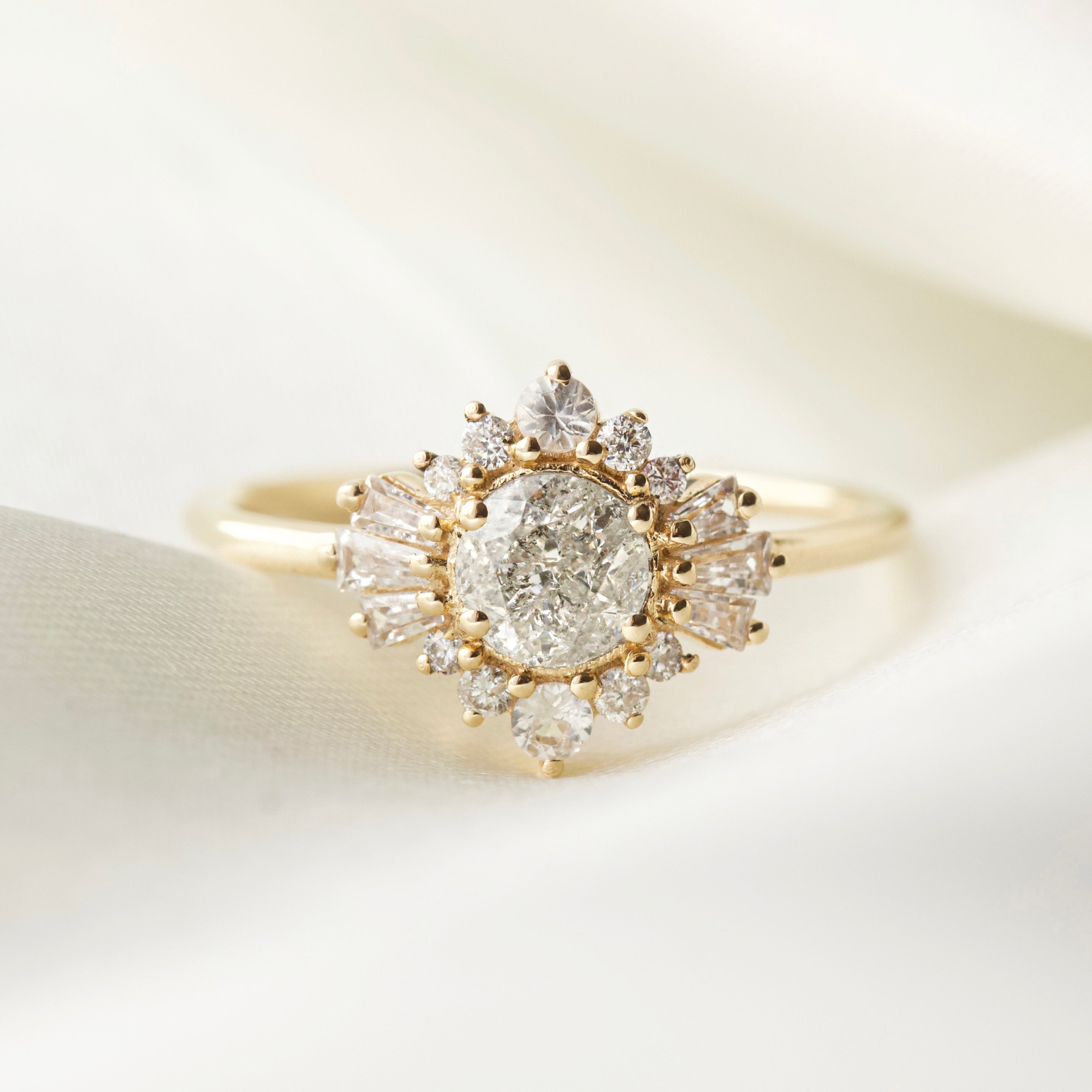 Aria Salt and Pepper Diamond Ring – Unique Grey Diamond Engagement Ring for Women, Vintage Inspired Wedding Band – Perfect for Proposals, Anniversaries, and Special Occasions