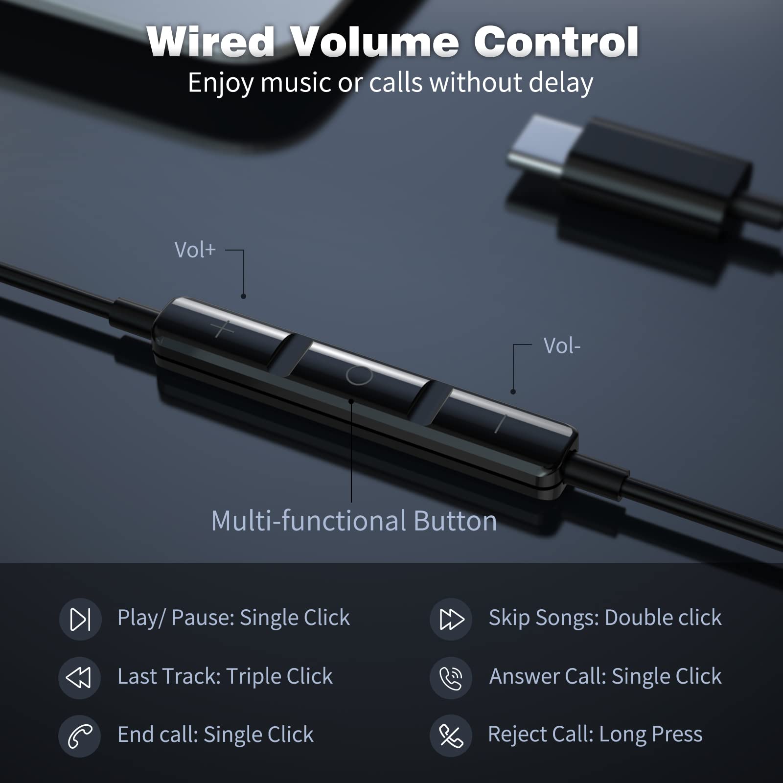 COOYA USB C Wired Earbuds with HiFi Stereo & Noise Canceling - Compatible with iPhone 16/15 Pro Max, iPad 10, Pixel 9/8/7, Samsung Galaxy S25 Ultra/S24/S23/Flip6/S22, OnePlus 13/12 - Perfect for Music, Gaming & Calls